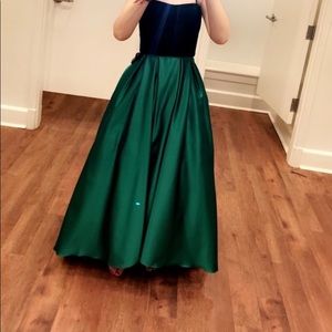 Prom Dress, Size 2-4, Black and Emerald Green Ball Gown Style, Worn Once